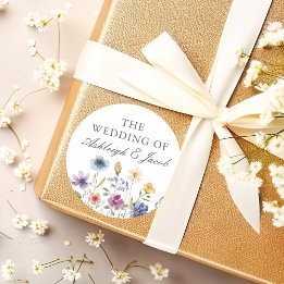 Sticker Rond Élégantes Fleurs Sauvages Aquarelle Mariage de Pri