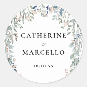 Sticker Rond Élégantes Fleurs Sauvages de Mariage