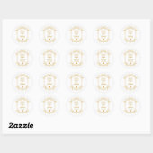 Sticker Rond Élégantes Initiales de Monogramme de Mariage sur O (Feuille)