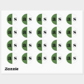 Sticker Rond Élégantes initiales mariage vert et blanc (Feuille)