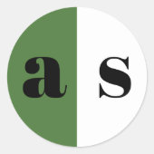 Sticker Rond Élégantes initiales mariage vert et blanc (Devant)