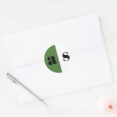Sticker Rond Élégantes initiales mariage vert et blanc (Enveloppe)