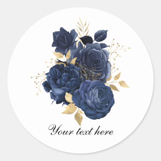 Sticker Rond Élégantes roses bleues Mariage personnalisable (Devant)