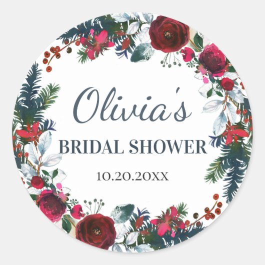 Sticker Rond Élégantes Roses de l'Hiver Bourguignonnes Fleurs L (Devant)