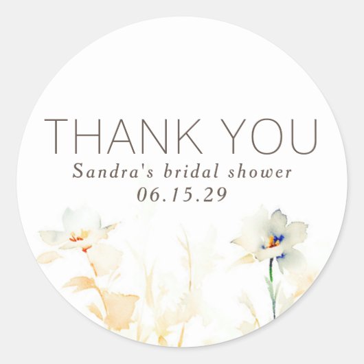 Sticker Rond Élégantes Teintes Automnales Douces Fleurs Merci (Devant)