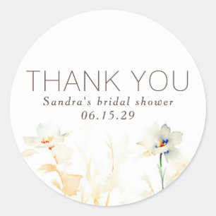 Sticker Rond Élégantes Teintes Automnales Fleurs Douces Merci