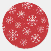 Sticker Rond Élégants Snowflakes Red Holiday (Devant)