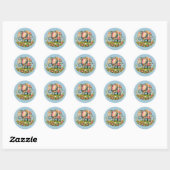 Sticker Rond Élément de charme de pré floral éléphant patchwork (Feuille)