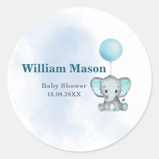 Sticker Rond Élément de décoration aquarelle éléphant bébé mign (Devant)
