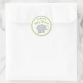 Sticker Rond Élément de douche éléphant gris à pois verts (Sac)