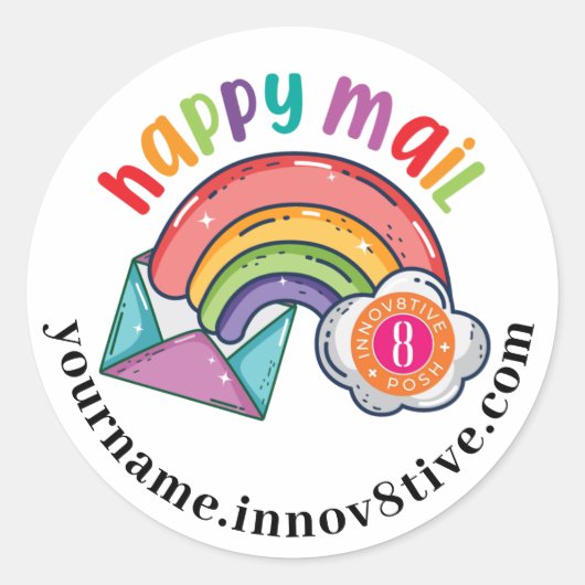 Sticker Rond Élément de messagerie heureuse (Devant)