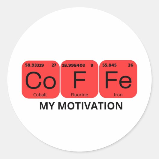 Sticker Rond Élément de table périodique du café (Devant)