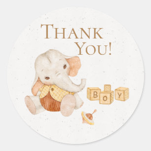 Sticker Rond Élément d'eau Cute Elephant Vintage Merci