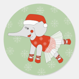 Sticker Rond Élément illusima Ballerine Éléphant Noël Flocons d