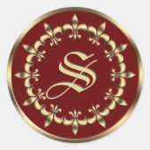 Sticker Rond Elément rond Golden Royal Fleur-de-Lis.Monogramme. (Devant)