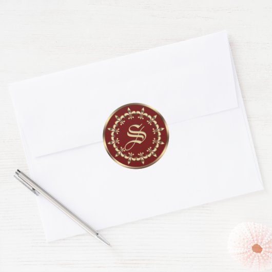 Sticker Rond Elément rond Golden Royal Fleur-de-Lis.Monogramme. (Enveloppe)