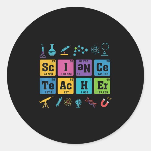 Sticker Rond Éléments de chimie des enseignants en sciences Tab (Devant)