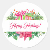 Sticker Rond Éléments de Noël Joyeuses fêtes (Devant)