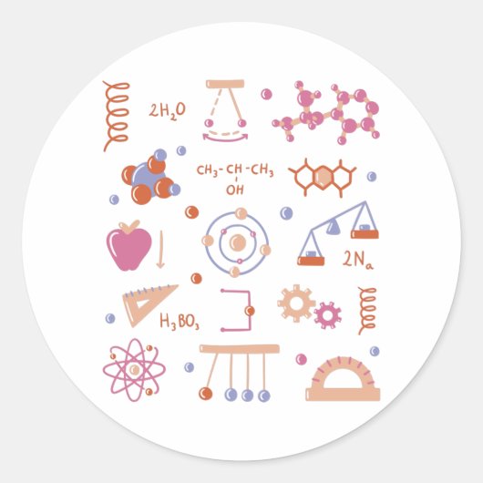 Sticker Rond Éléments de physique (Devant)