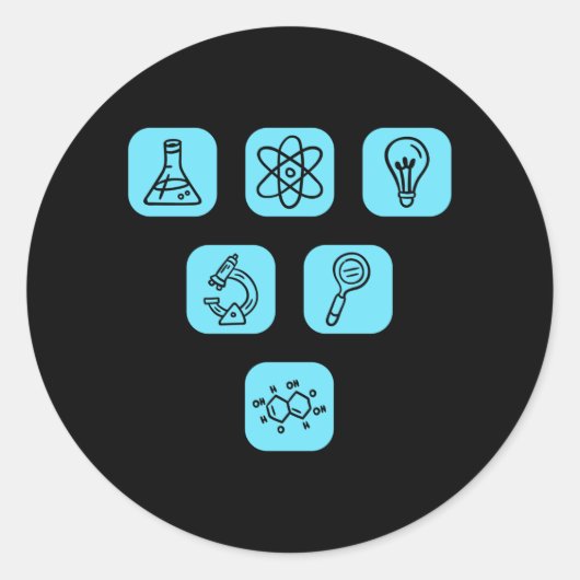 Sticker Rond Éléments de science Articles (Devant)