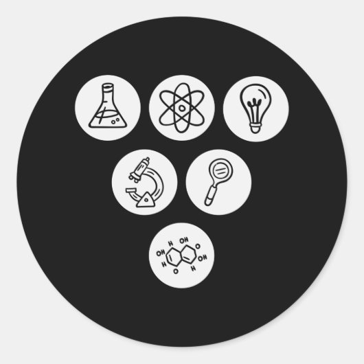 Sticker Rond Éléments de science Articles (Devant)