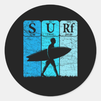 Sticker Rond Éléments de tableau périodique de surf surfant sur