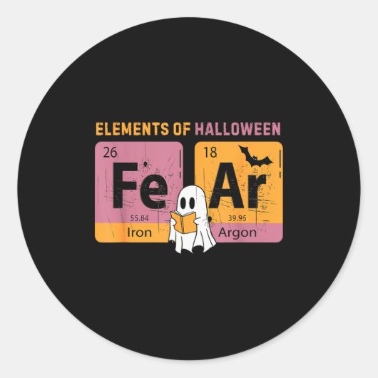 Sticker Rond Elements Of Halloween Fear Periodically Halloween (Devant)