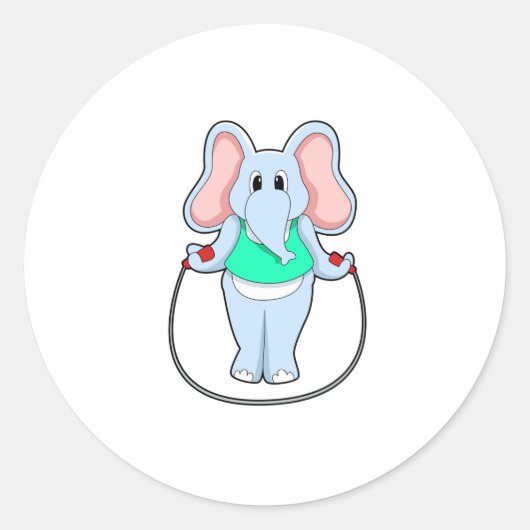 Sticker Rond Eléphant à la condition physique avec corde de sau (Devant)