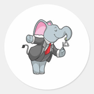 Sticker Rond Eléphant à la musique avec Triangle