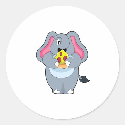 Sticker Rond Eléphant à la pizza (Devant)