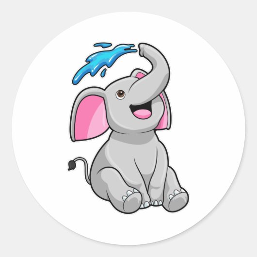 Sticker Rond Eléphant à l'eau (Devant)
