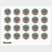 Sticker Rond Eléphant Abstrait vibrant avec Turquoise gras (Feuille)