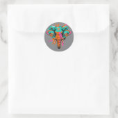 Sticker Rond Eléphant Abstrait vibrant avec Turquoise gras (Sac)
