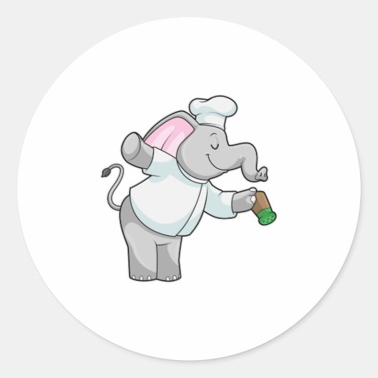 Sticker Rond Elephant as Chef with Salt shaker (Devant)