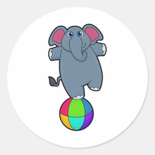 Sticker Rond Elephant au cirque avec boule de cirque (Devant)