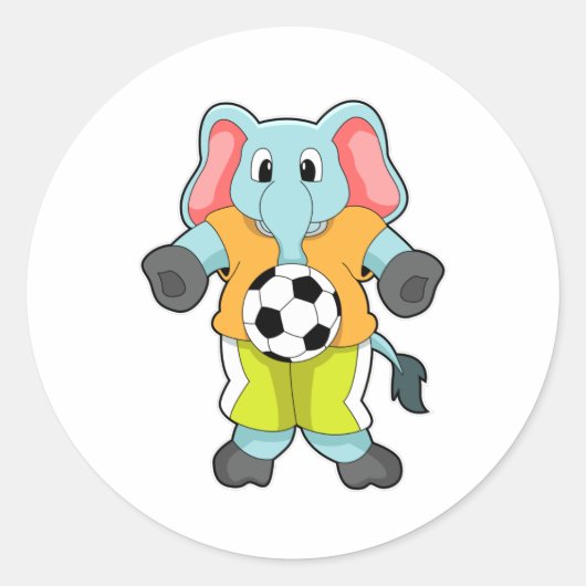 Sticker Rond Eléphant au sport de football (Devant)