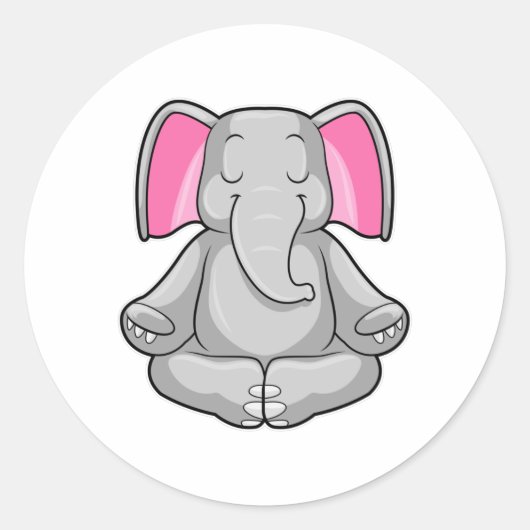 Sticker Rond Eléphant au yoga en jambe (Devant)