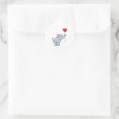 Sticker Rond Eléphant avec ballon cardiaque (Sac)