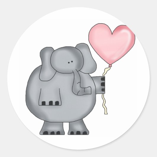 Sticker Rond Eléphant avec ballon cardiaque (Devant)