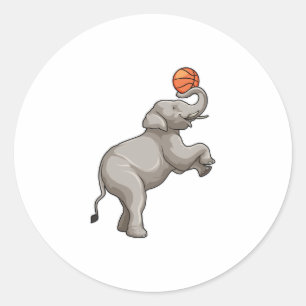 Sticker Rond Elephant avec basket-ball
