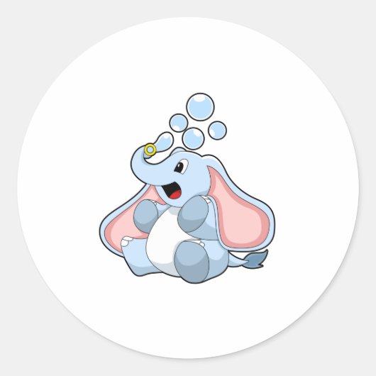 Sticker Rond Eléphant avec bulles d'eau (Devant)