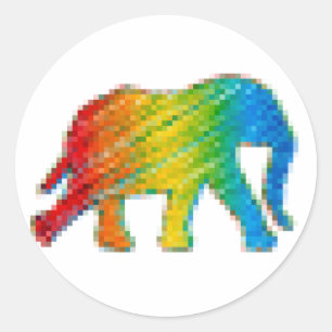 Sticker Rond Eléphant avec Pixels