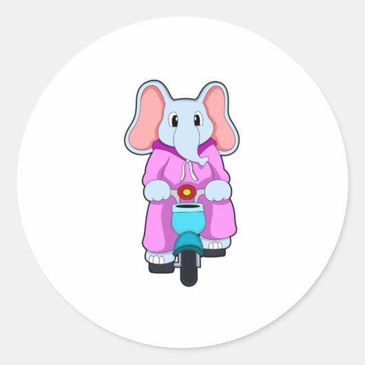 Sticker Rond Eléphant avec vélo (Devant)