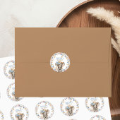 Sticker Rond Elephant Baby shower Cowboy Casquette Boho Fleurs