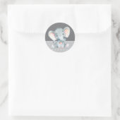 Sticker Rond Eléphant Baby shower gris (Sac)
