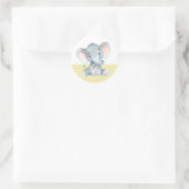 Sticker Rond Eléphant Baby shower jaune (Sac)