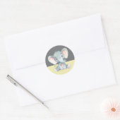 Sticker Rond Éléphant Baby Shower Jaune et Gris (Enveloppe)