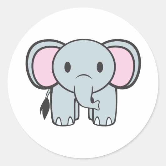Sticker Rond Eléphant bébé (Devant)