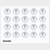 Sticker Rond Éléphant Bébé (bleu) C'est un Garçon (Feuille)