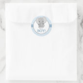 Sticker Rond Éléphant Bébé (bleu) C'est un Garçon (Sac)